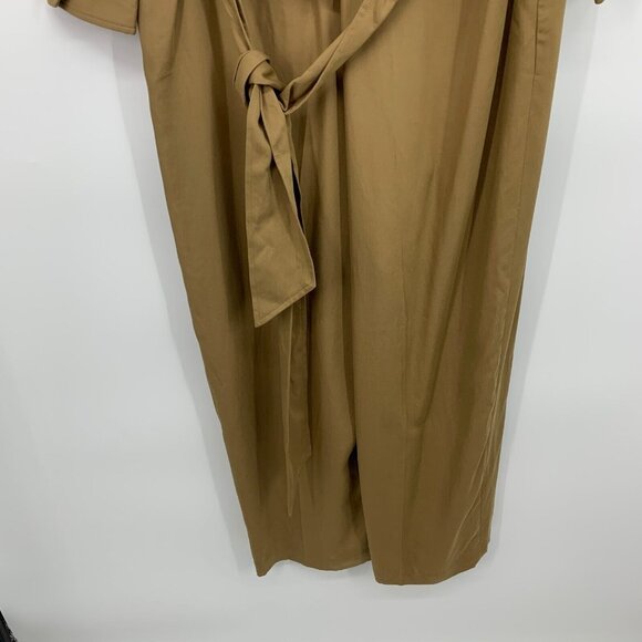 Club Monaco Trench Jumpsuit Brown Straight Leg Crop Tie Waist NWT - Picture 13 of 13